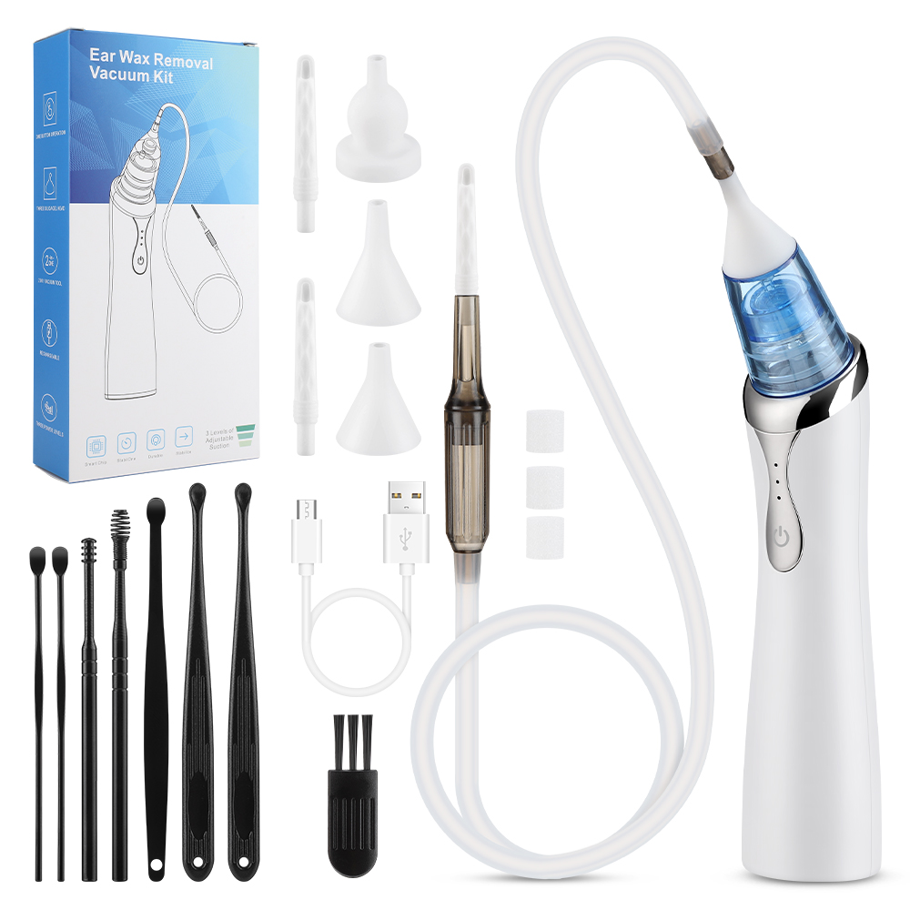 Nasal Aspirator - เครื่องดูดน้ำมูกไฟฟ้าแบบชาร์จได้สำหรับทารก - ชุดทำความสะอาดจมูกและขจัดขี้หูสำหรับเด็ก พร้อมระดับแรงดูด 3 ระดับและหัวดูดซิลิโคน