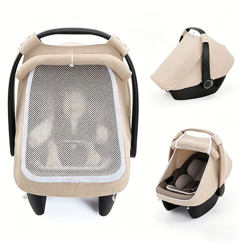 Infant Car Seat Cover - ผ้าคลุมเบาะรถยนต์สำหรับเด็กทารก, ผ้าคลุมเบาะรถยนต์สำหรับเด็กชายและเด็กหญิงสำหรับฤดูร้อน พร้อมหน้าต่างระบายอากาศ ผ้าคลุมเบาะรถยนต์สำหรับเด็กอ่อนน้ำหนักเบา