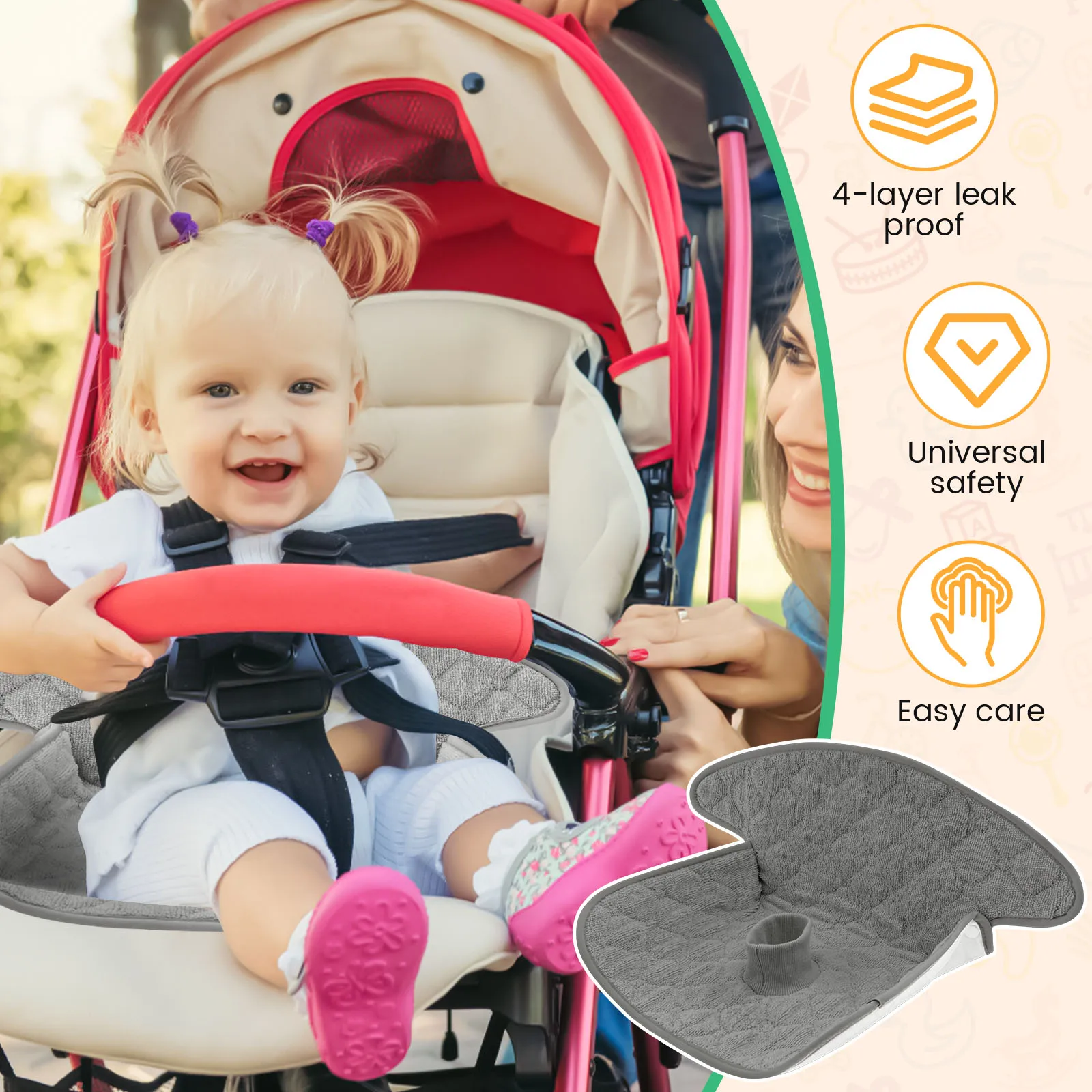 แผ่นรองซับฉี่เด็ก 2 ชิ้น ทำจาก - Infant Car Seat Cover บทวิจารณ์และราคา